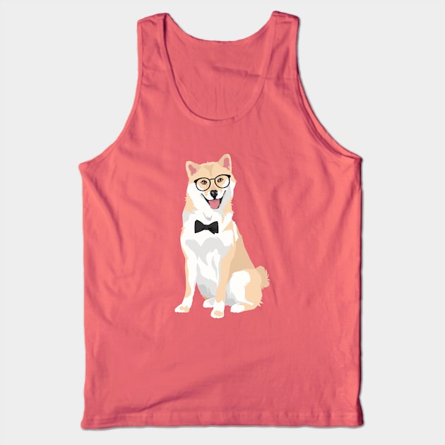 Sitting Cool Hipster Shiba Inu T-Shirt for Dog Lovers Tank Top by riin92